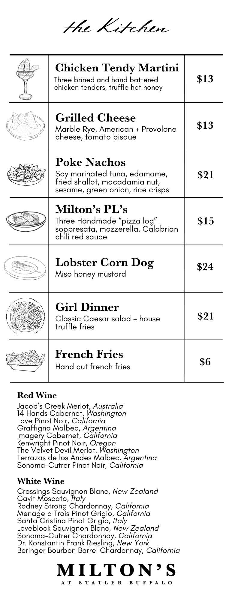 MIlton's Menu